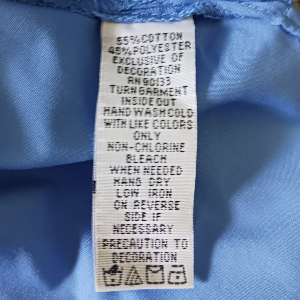 Bob Mackie NWT, Size Med., Blue, Button Down Shirt W/ Sequins & Mandarin Collar - Picture 16 of 16